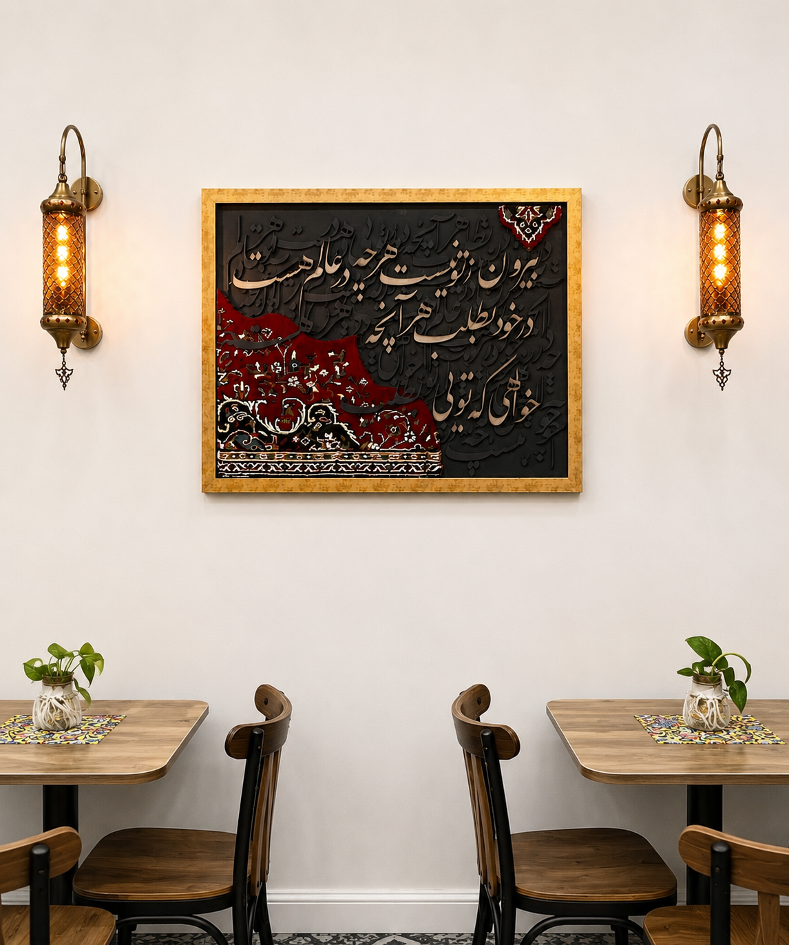 تابلو تلفیقی فرش بیرون ز تو نیست هر آنچه در عالم هست…